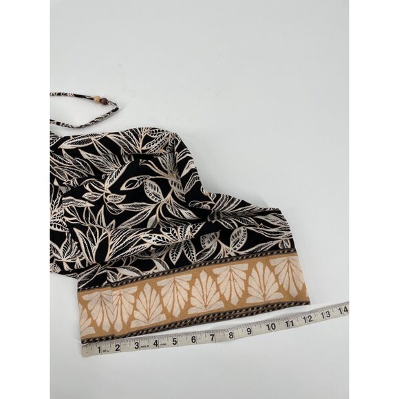 Zara Womens Large Sleeveless Maxi Dress Linen Blend Black White Leaf Print Chic - Picture 10 of 11